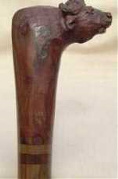 African hand carved wooden buffalo cane