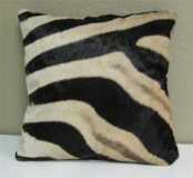 Zebra hide cushion