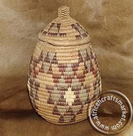African hand woven Zulu grass basket