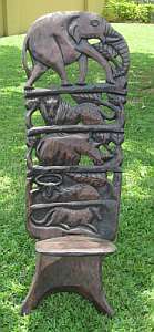 African Wood Carved Chair