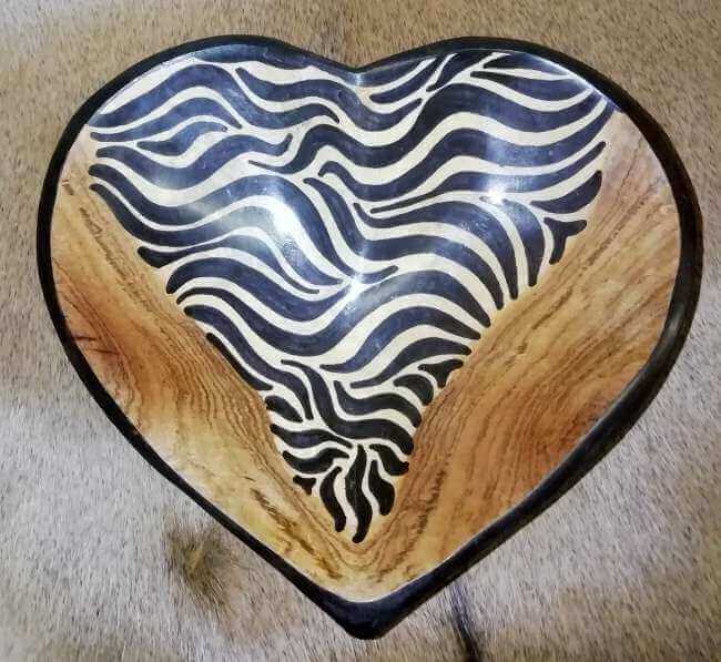 Wooden heart shape bowl