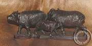 African wooden Buffalo family