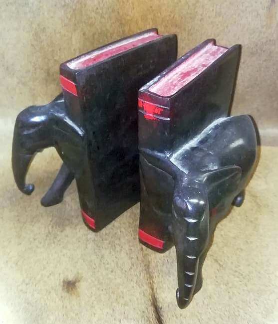African wooden Elephant bookends