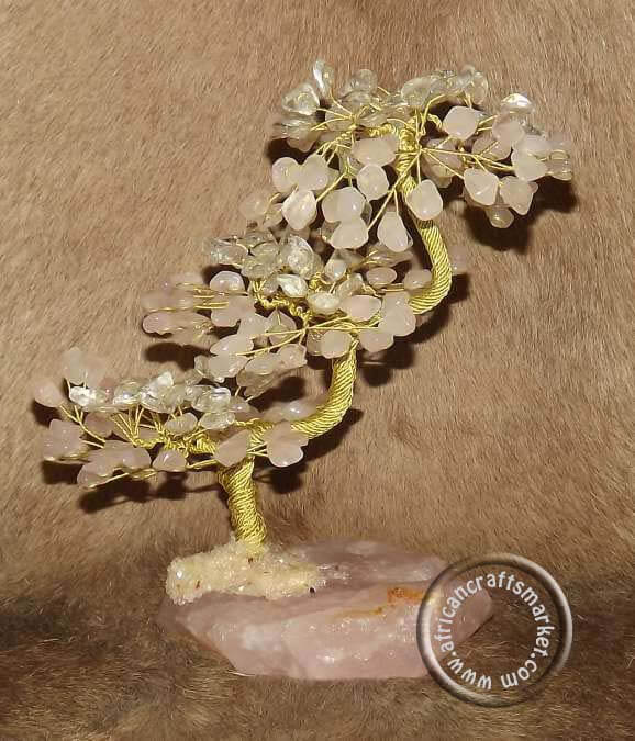 African Rose Quartz gemstone tree