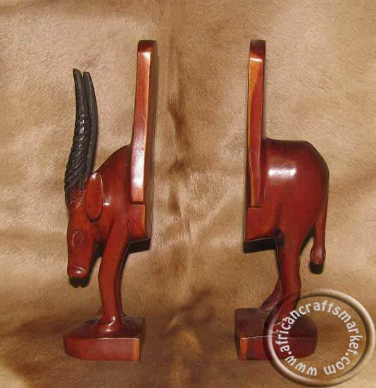 Details about   African art wood carved bookends 