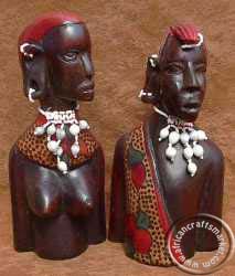 African Maasai tribal bust couple