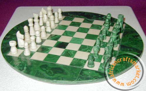 African Malachite stone chess set
