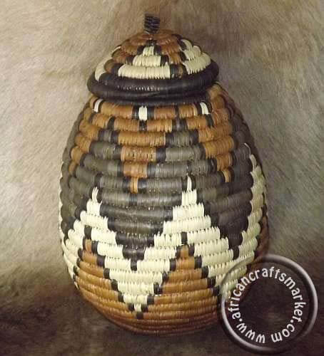 African Zulu grass woven pots