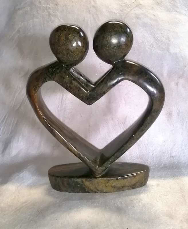 African abstract soapstone lovers sculpture