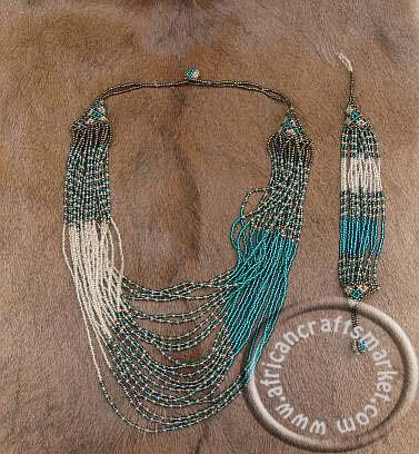 African Zulu beaded necklace set