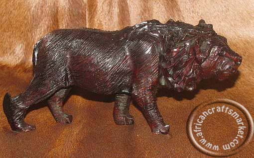 African wood carved lion