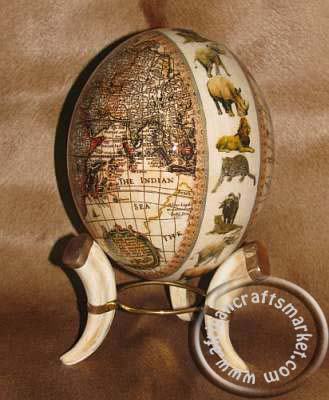 African world map ostrich egg