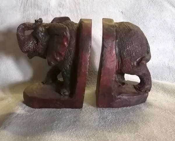 African wooden elephant bookends