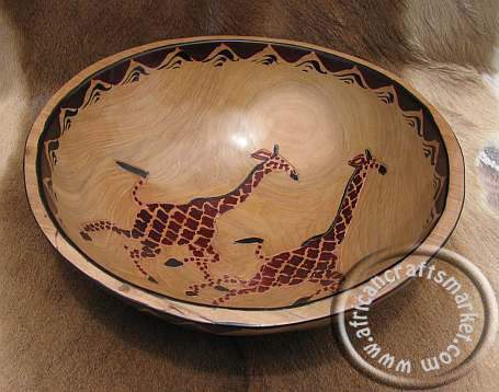 African carved bowl - giraffe