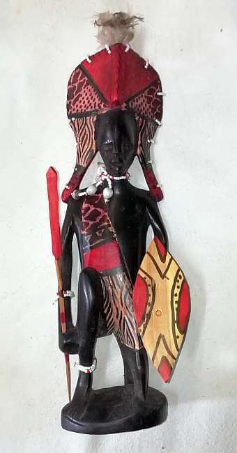 African wooden Masai warrior