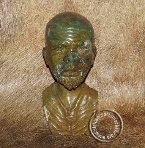 African Jade stone tribal bust