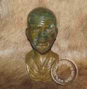 African hand carved stone tribal bust of old man