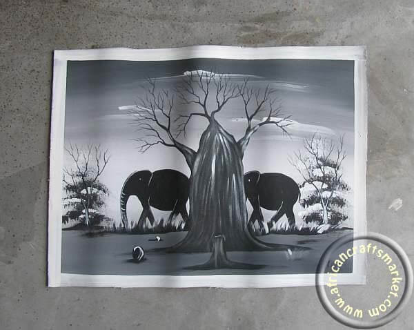 African hand painted Elephant picture