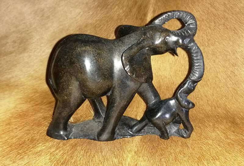 Carved soapstone Elephant and baby