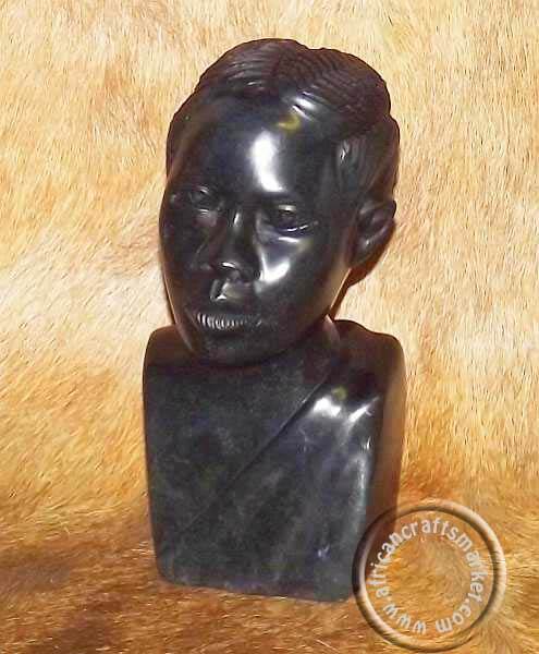 African stone female tribal bust