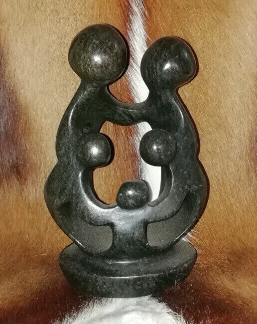 African Soapstone abstract head family sculpture of 5