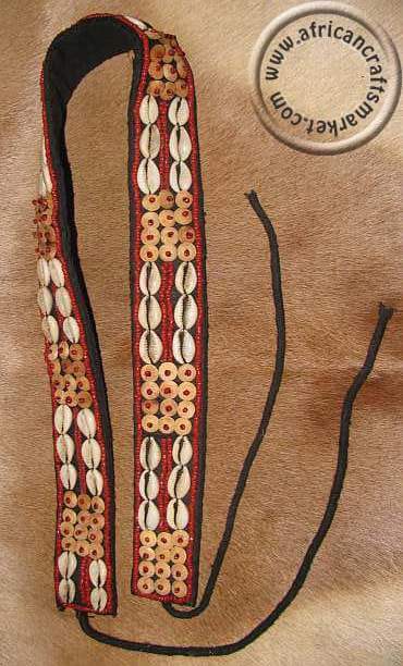 African Zulu cowrie shell belt
