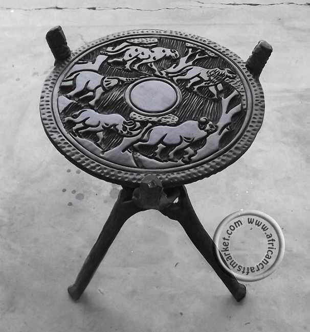 Wooden African tripod table