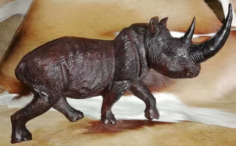 African hand carved Iron wood Rhino