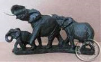 African hand carved wooden Elephant and baby