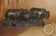 African wooden Hippo family