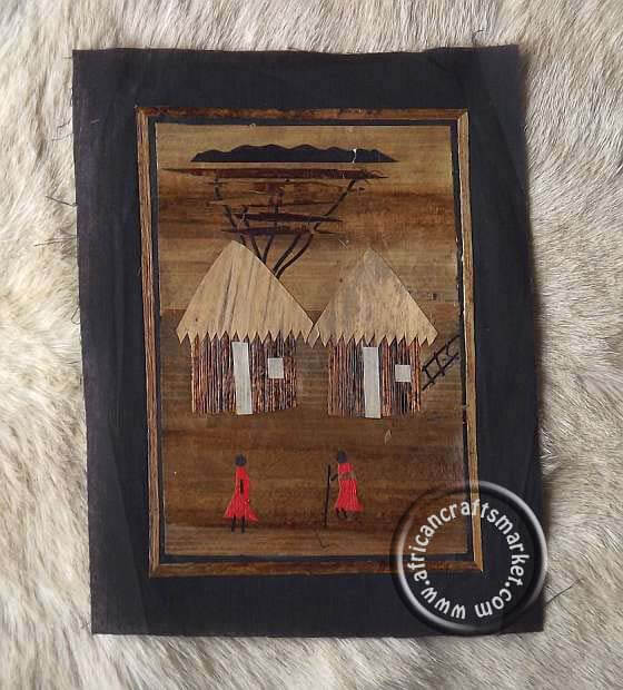 Banana leaf art - African Village