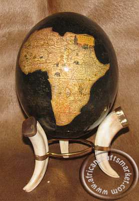 big 5 ostrich egg with map of Africa