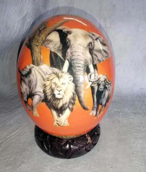 African ostrich egg big 5 and African map