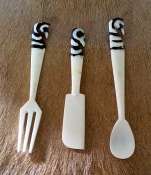 African Bone Knife, Fork  Spoon Set
