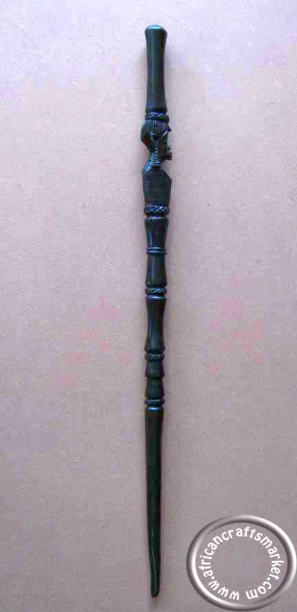African ebony tribal woman face cane