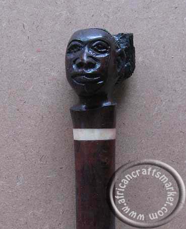 African tribal head cane - female