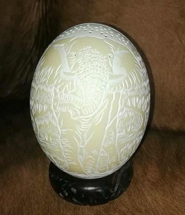 Carved ostrich egg - Elephant