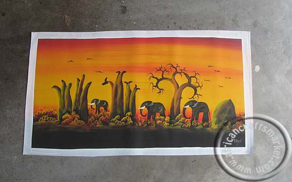 African hand painted Elephant picture