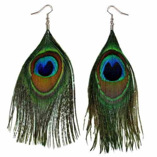 Peacock feather ear rings