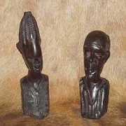 Wooden Ebony couple bust