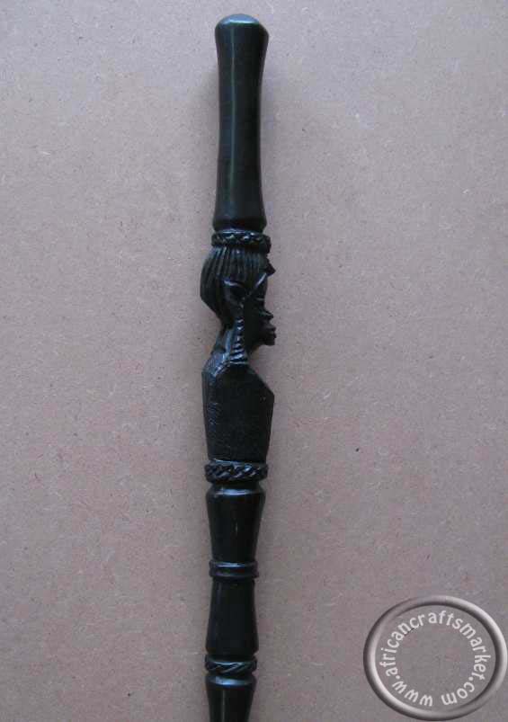 African ebony tribal woman face cane