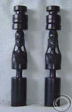 African Masai face ebony candle holder