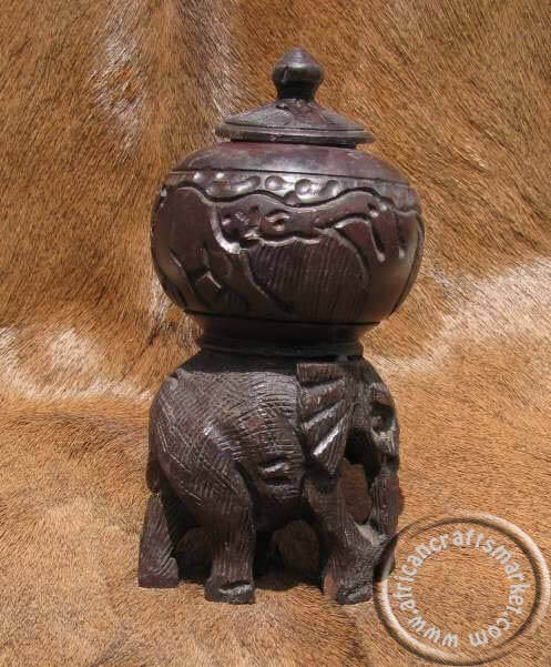 Elephant Ebony wood storage box