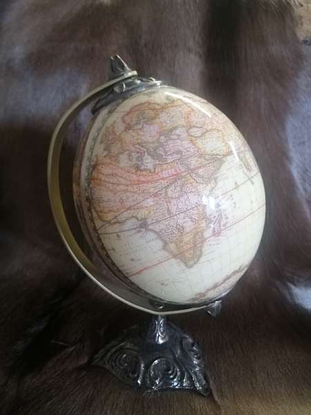 World map ostrich egg globe
