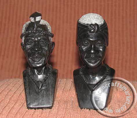 African stone bust couple