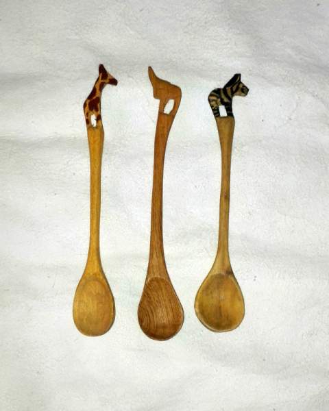 African wooden animal spoons 