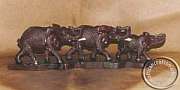 Wooden carved Elephant family