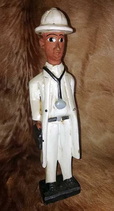 African Colonial wooden figure - doctor