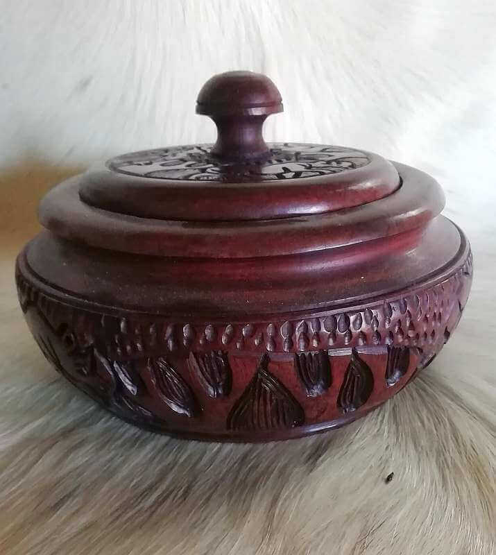 African Ebony wood sugar bowl pot