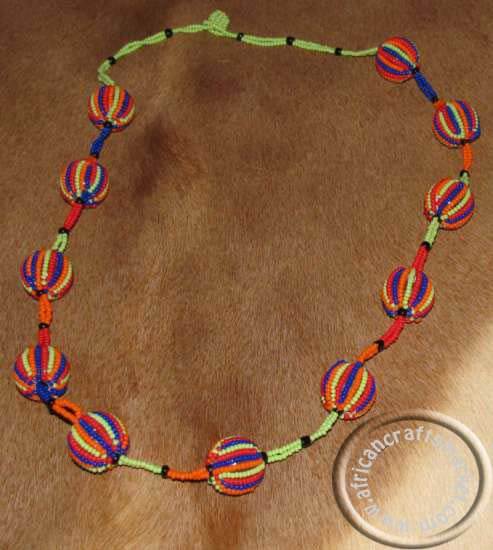 African Zulu beaded ball necklace